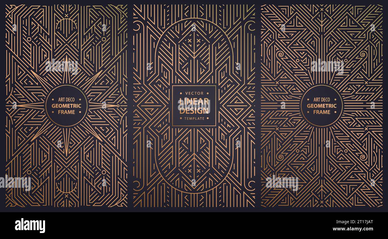 Vector set of art deco design elements, labels and frames for luxury ...