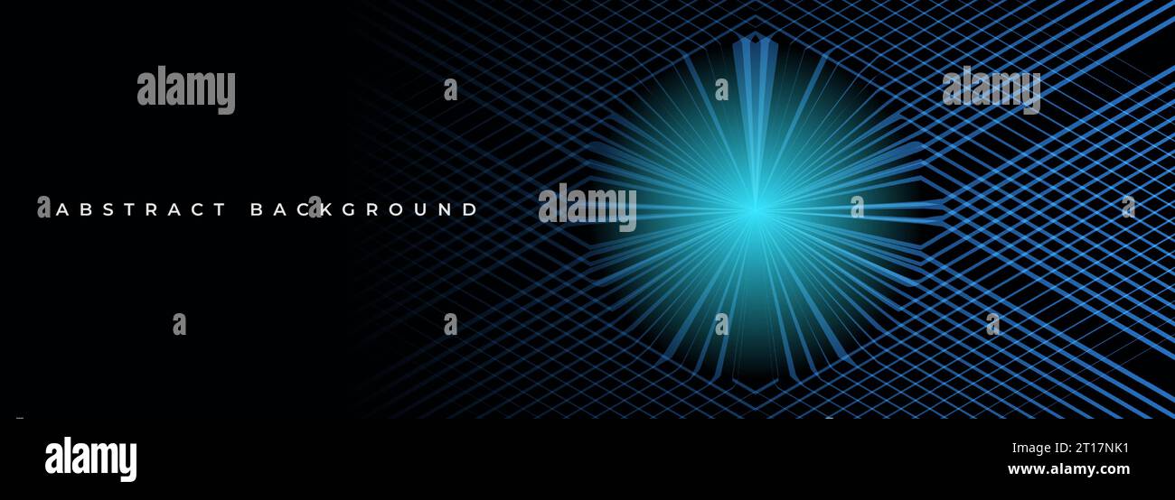 3D dark modern abstract background with blue glowing striped grid and ...
