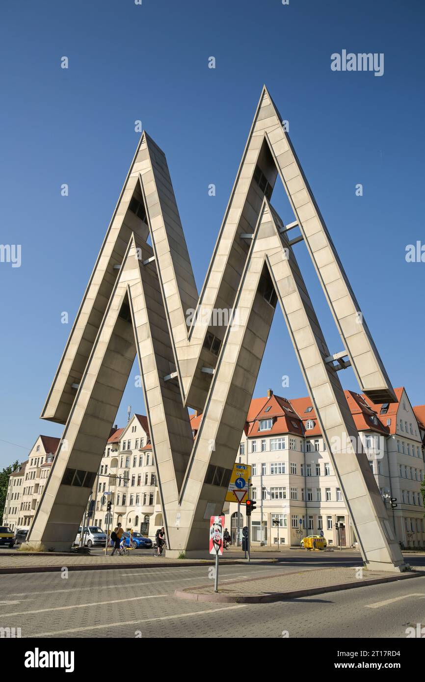 Messesymbol, Alte Messe, Prager Straße, Leipzig, Sachsen, Deutschland Stock Photo