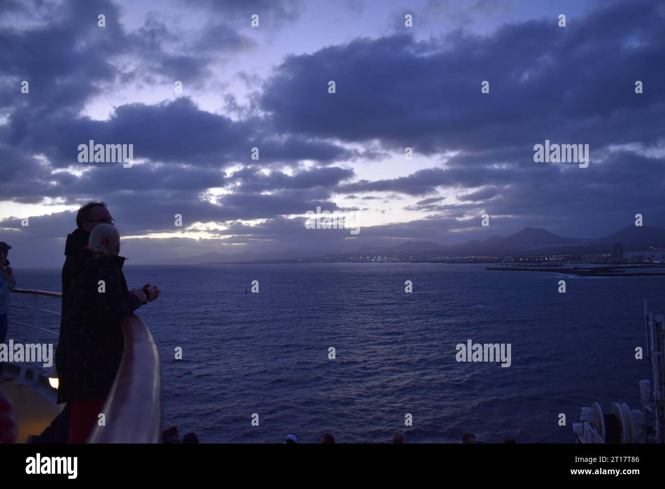 Cruise ship at night in harbour Stock Photo - Alamy