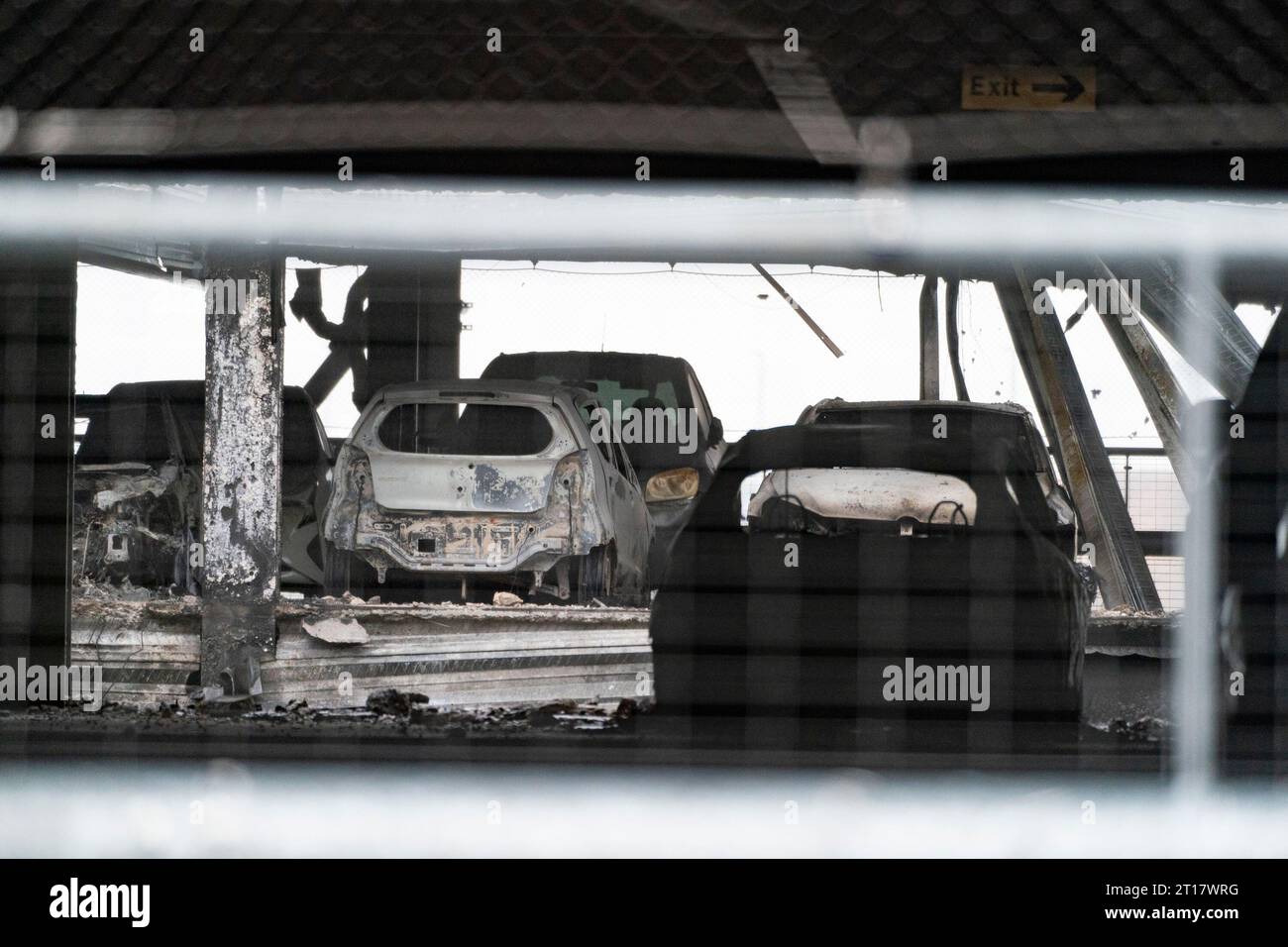 The scene at Luton Airport after a fire ripped through level three of