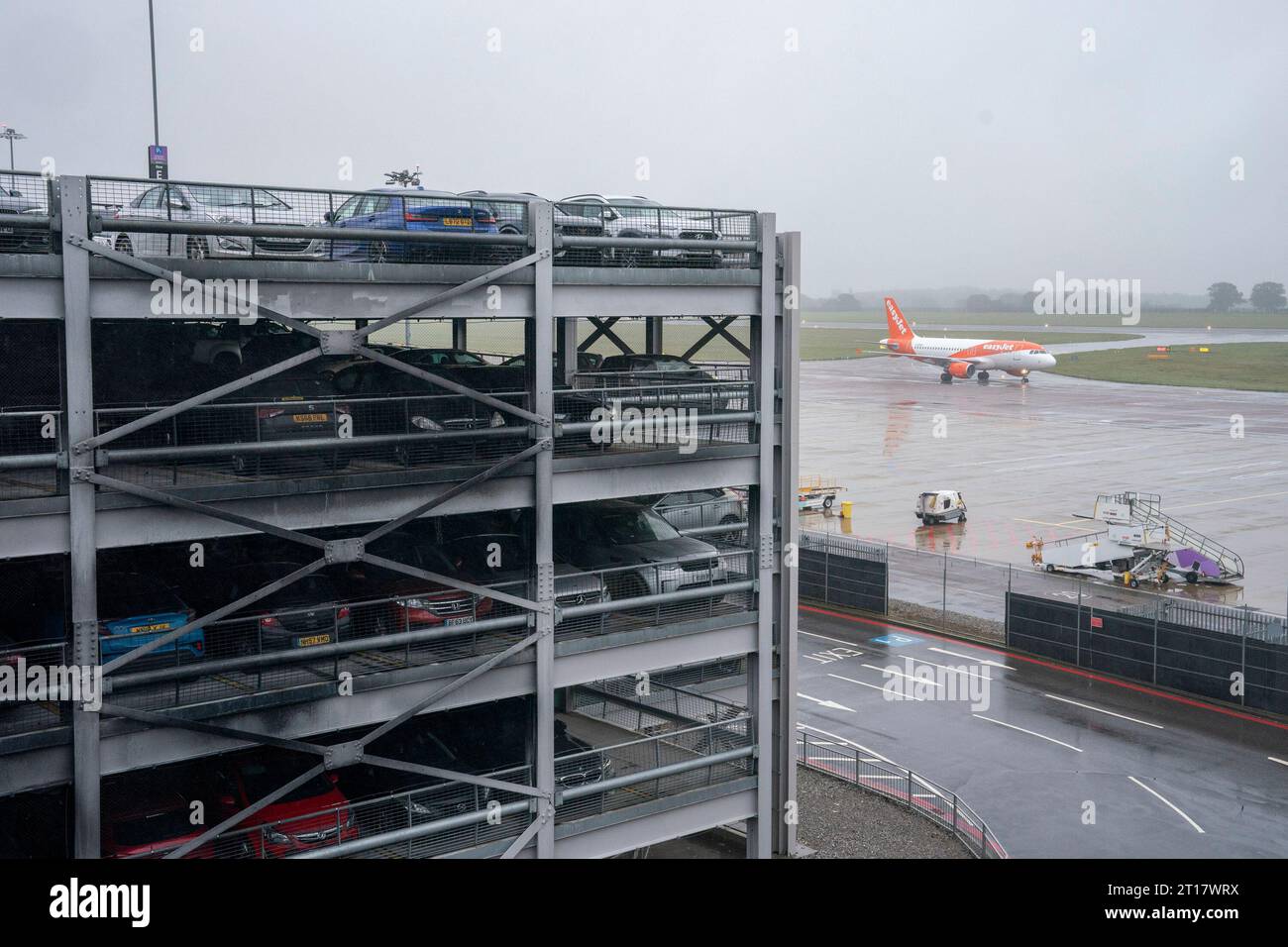 The scene at Luton Airport after a fire ripped through level three of