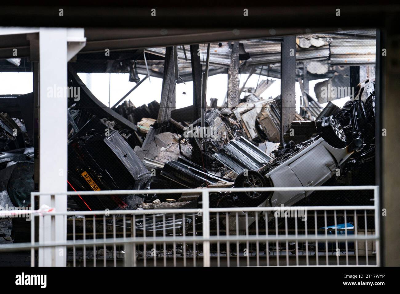 The scene at Luton Airport after a fire ripped through level three of