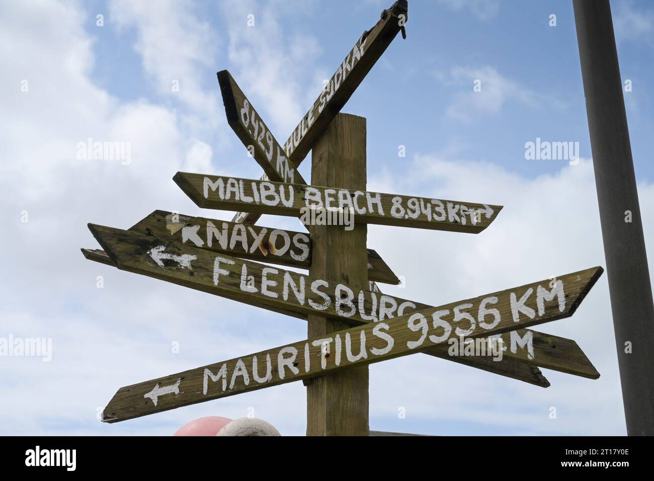 Wegweiser, Ferne, Südkap, Hörnum, Sylt, Schleswig-Holstein, Deutschland Stock Photo