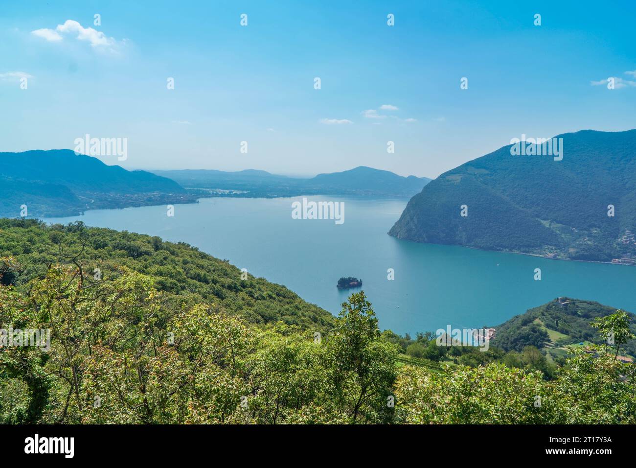 Lago d'Iseo (Lake Iseo) from the to of Monte Isola  Lombardy Italy. September 2023 Stock Photo