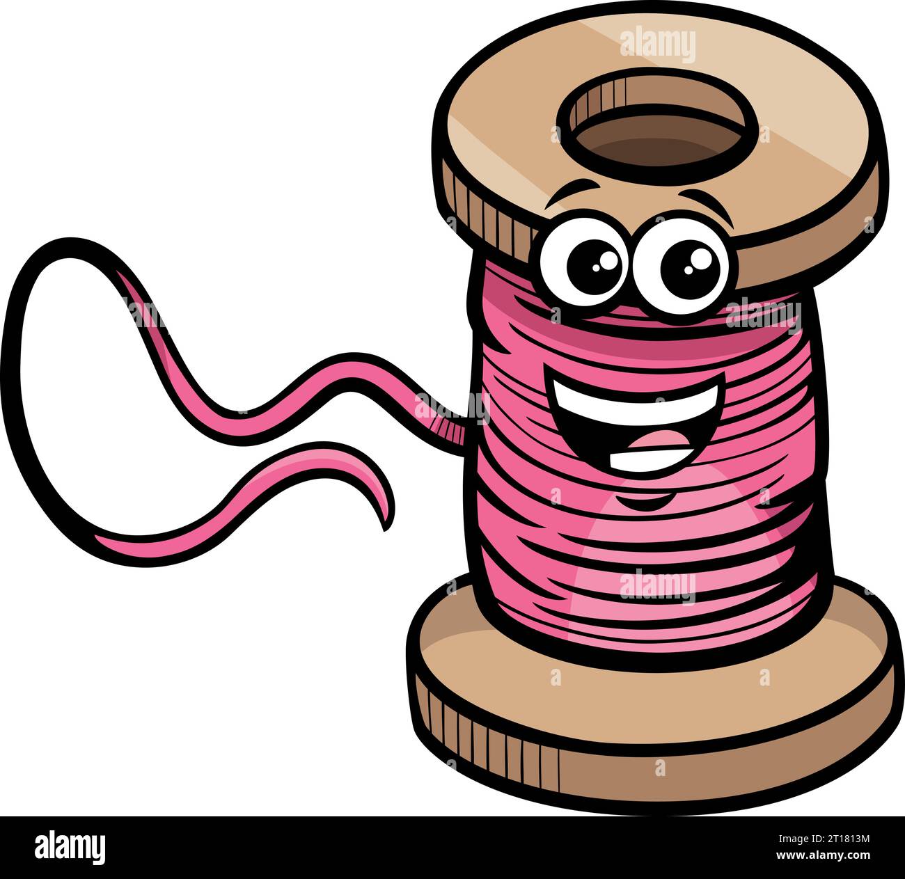 Cartoon illustration of funny spool of thread object clip art Stock Vector