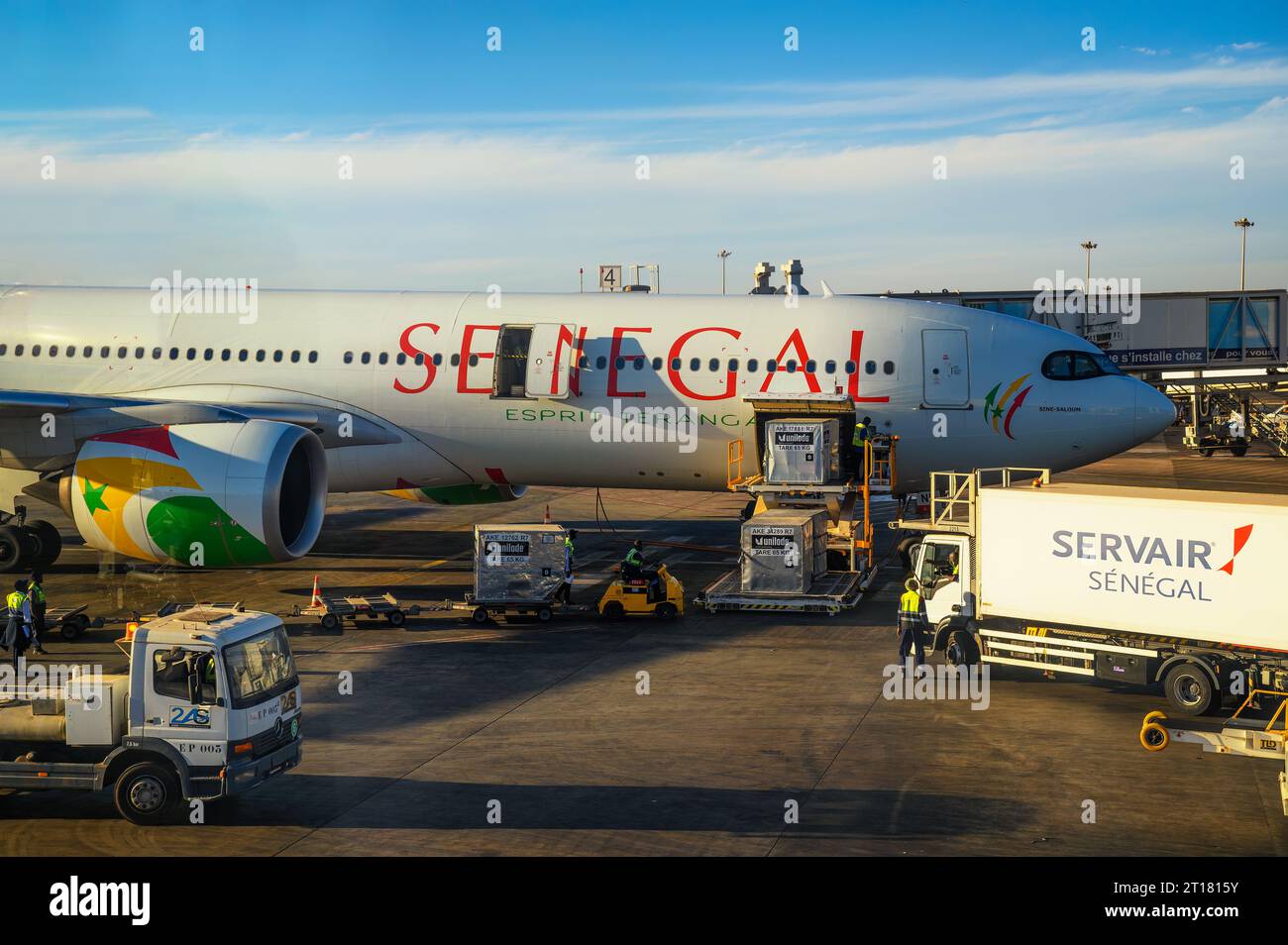 Air Senegal airplane at Blaise Diagne International Airport in Dakar, Senegal Stock Photo