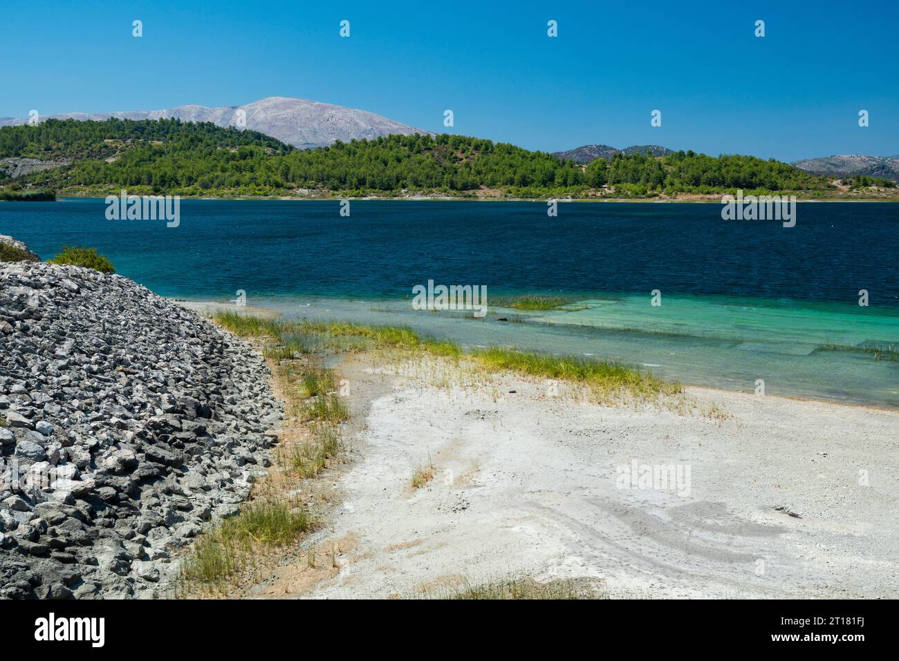 Gadoura Staudamm, Stausee Rhodos, Dodekanes, Griechenland Stock Photo