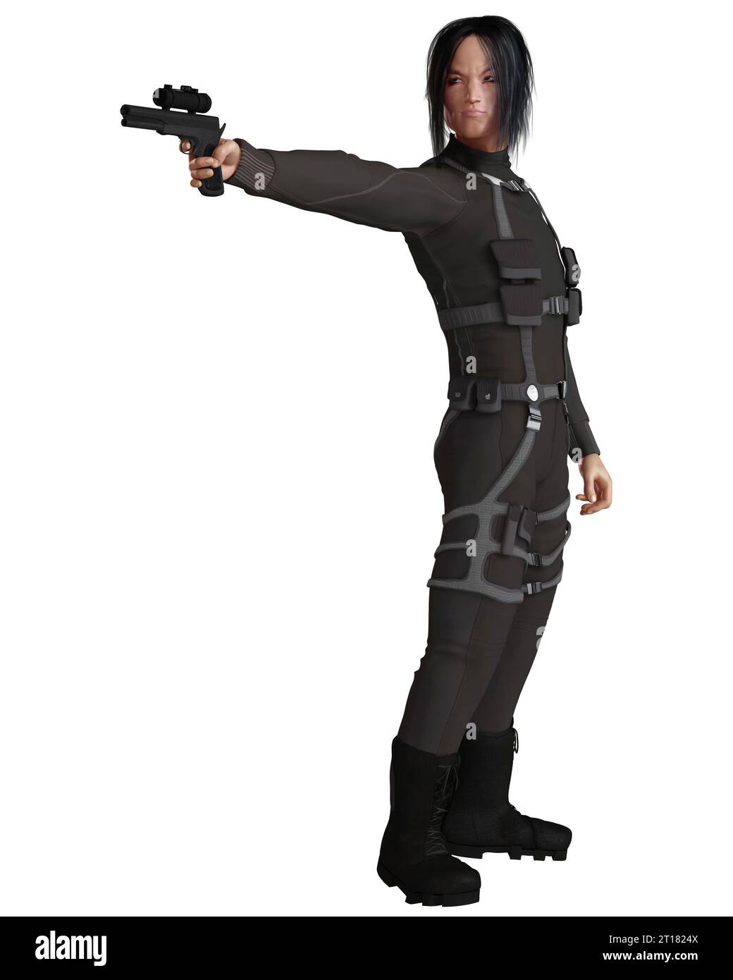 Male Asian Assassin, Sideways Shot Stock