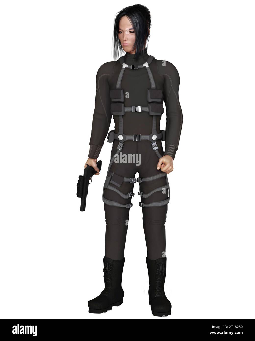 Male Asian Assassin, Standing Stock Photo
