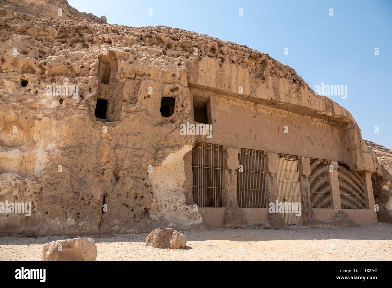 The rock-cut chapel  of Queen Hatshepsut ‘Speos Artemidos’ known total as Stabl Antar, Middle Egypt. Stock Photo