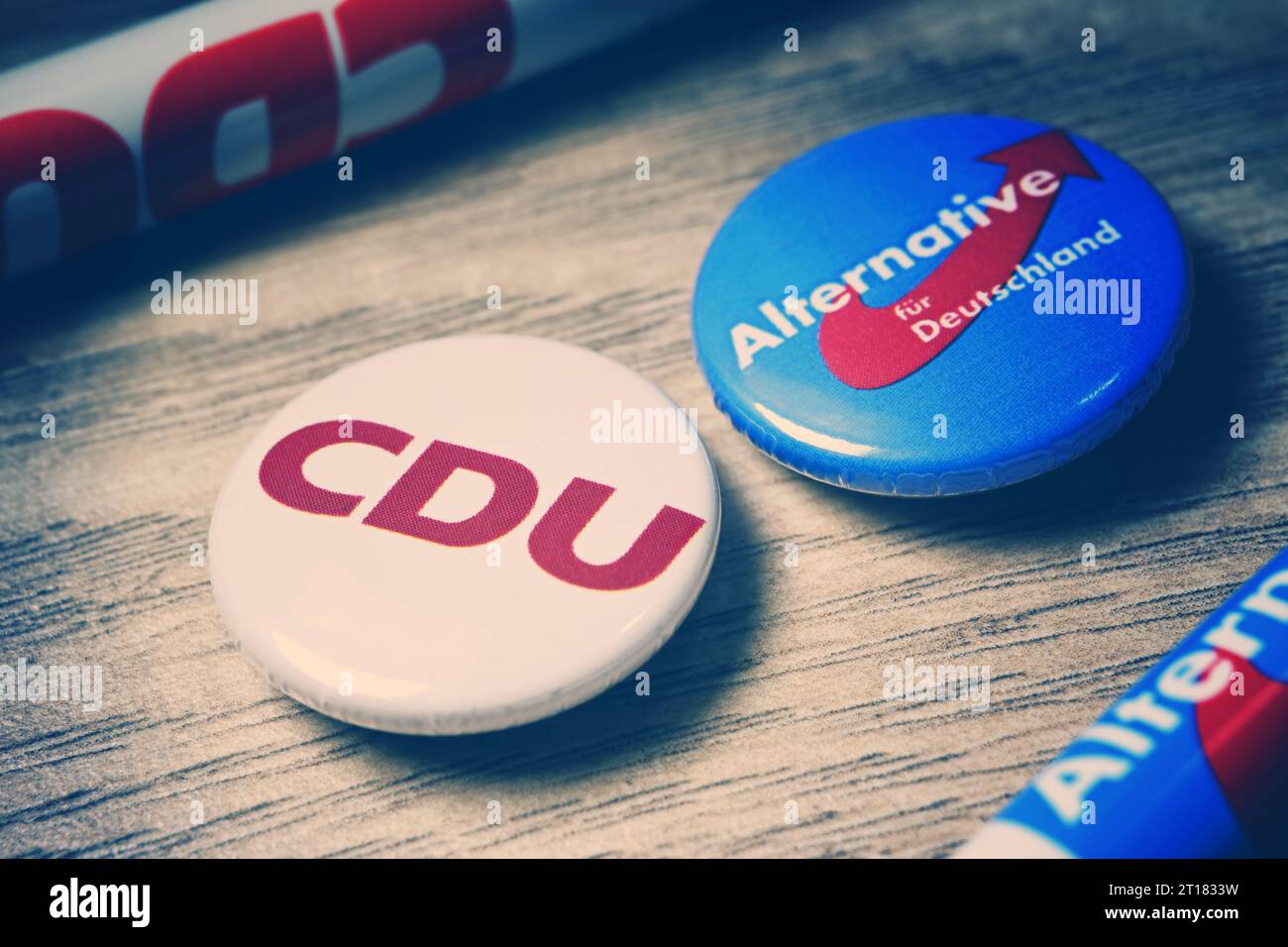 Partei-Anstecker mit Logos von CDU und AfD Stock Photo - Alamy