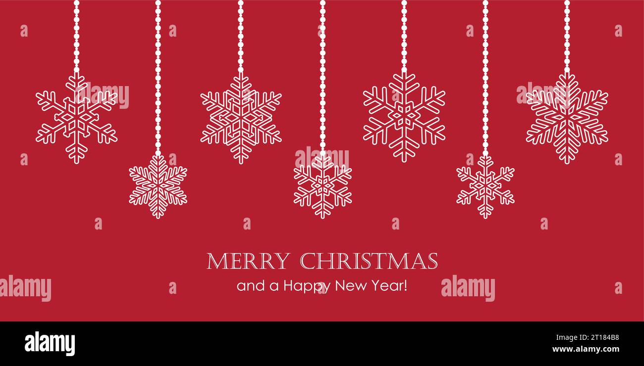 christmas card with hanging snowflakes isolated vector illustration ...