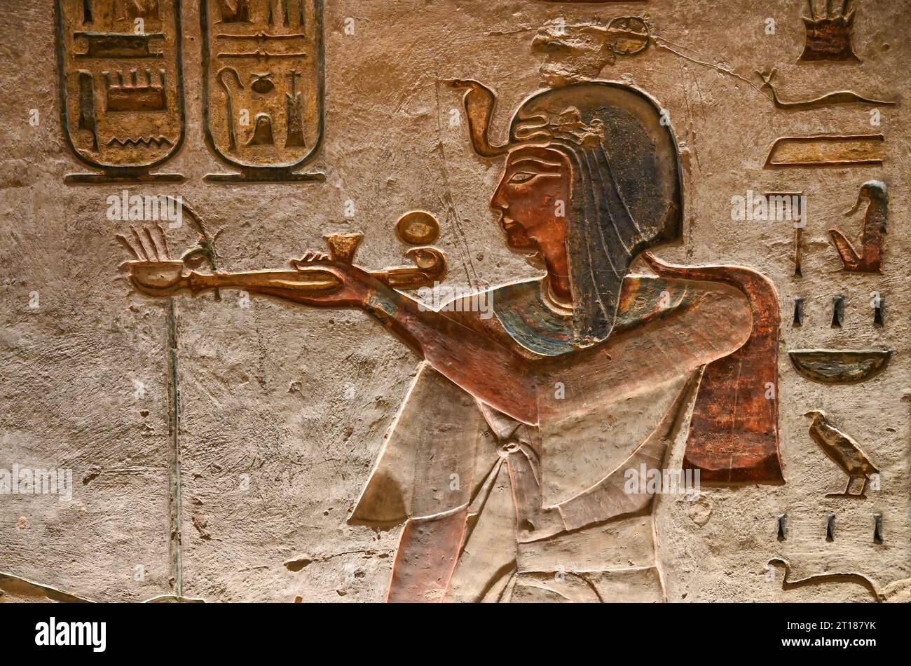 Relief, Pharao, Grab Ramses III, KV11, Tal der Könige, Theben-West, Ägypten Stock Photo