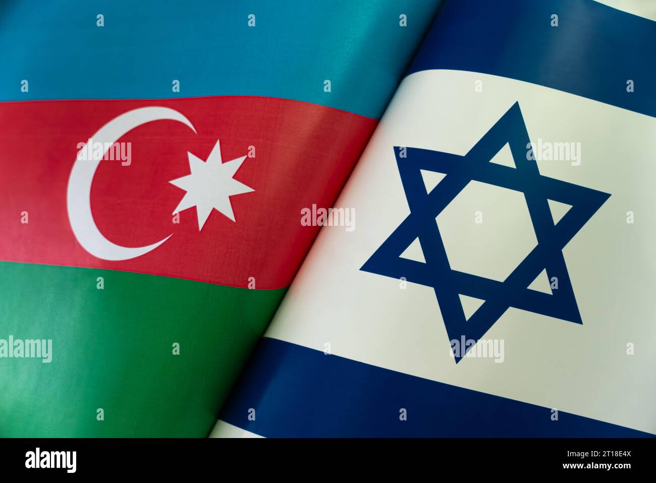 Flags of the Israel and azerbaijan. The concept of international relations between countries. The concept of an alliance or a confrontation between tw Stock Photo