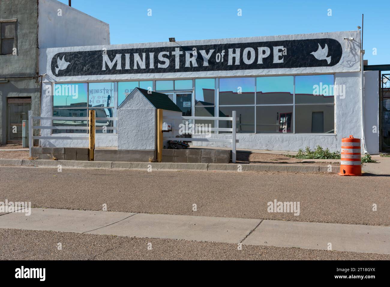 Ministry of Hope, a non-profit, organization that provides food and aid to people in need, established 2007, Tucumcari, New Mexico, United States. Stock Photo