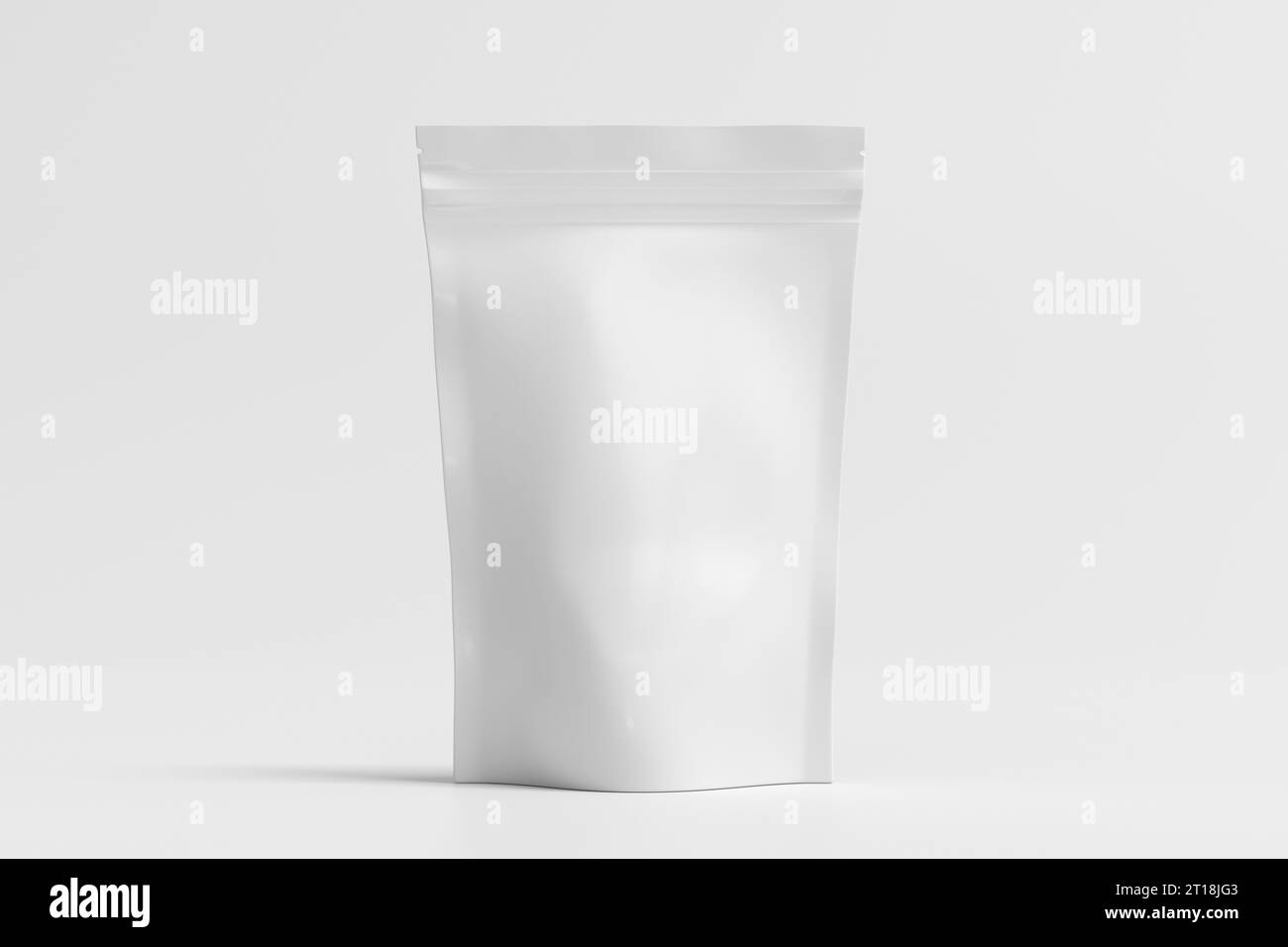 White packaging pouch mockup for tea, coffee, snack on white background. Branding mockup Stock Photo