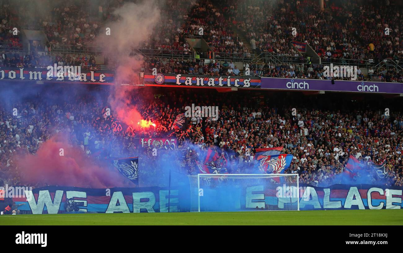 Crystal Palace fans display ‘We Are Palace’ with flares. - Crystal ...