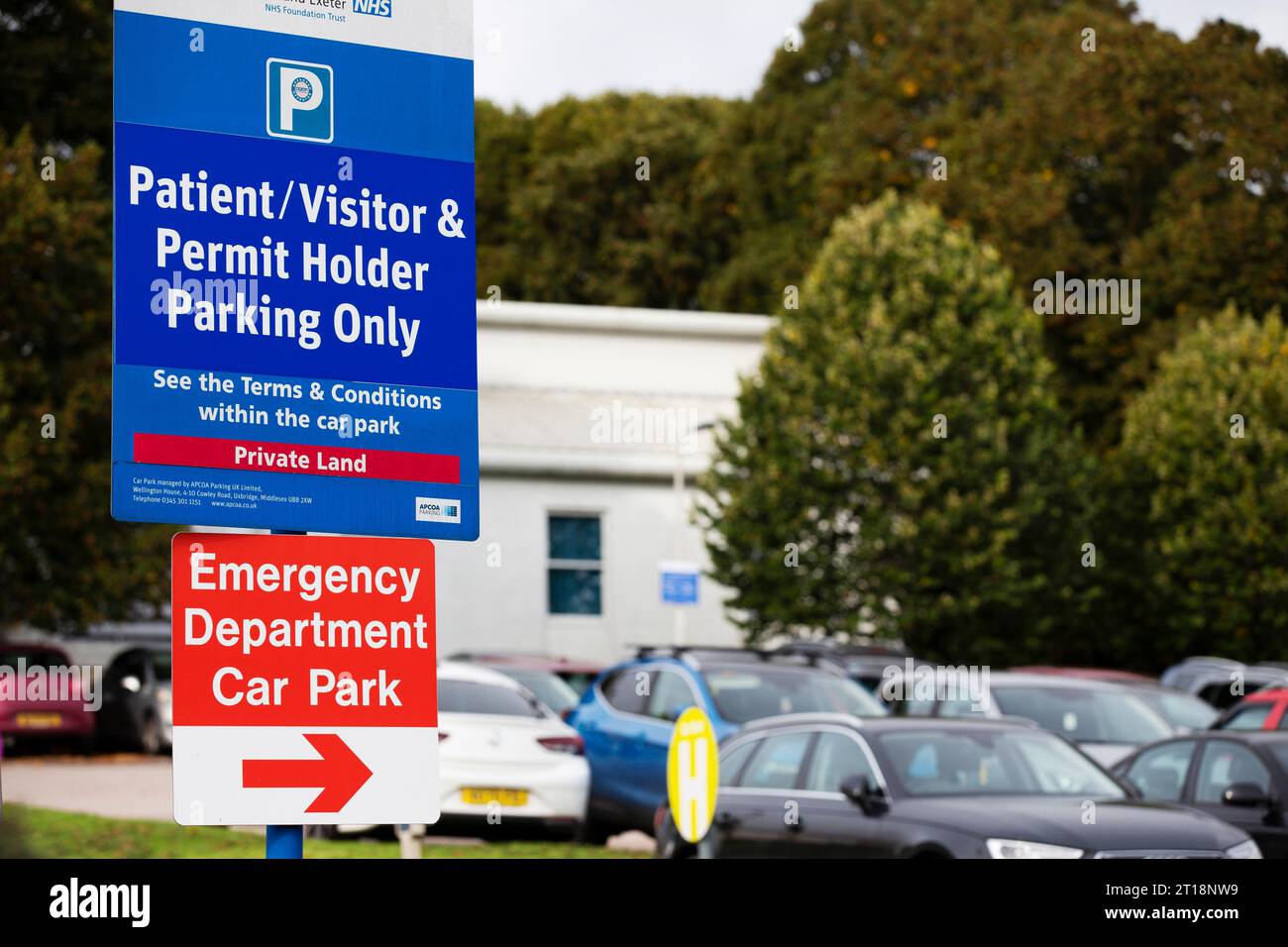 Royal Devon & Exeter hospital Emergency car park sign Stock Photo Alamy