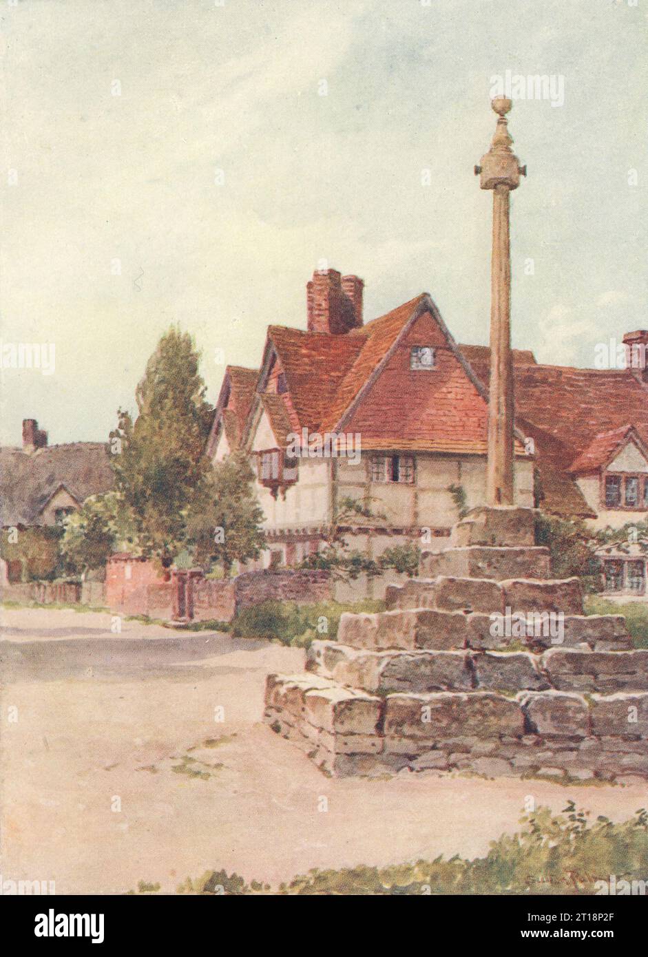 The Old Cross, East Hagbourne, Berkshire by Sutton Palmer 1920 print Stock Photo