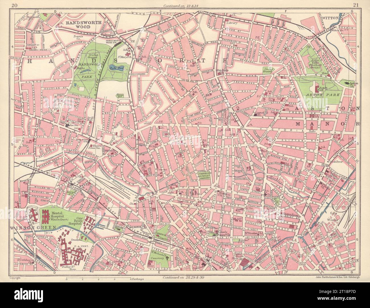 BIRMINGHAM NORTH Handsworth Aston Winson Green Witton Soho Lozells 1954 map Stock Photo