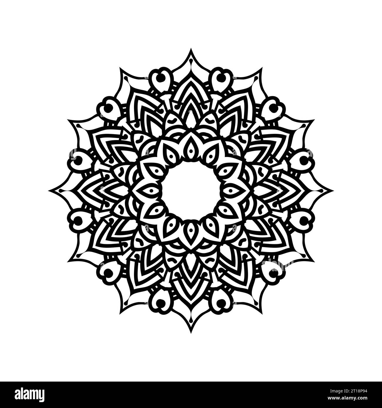 hand-drawn lotus flower mandala art style with creative black and white ...