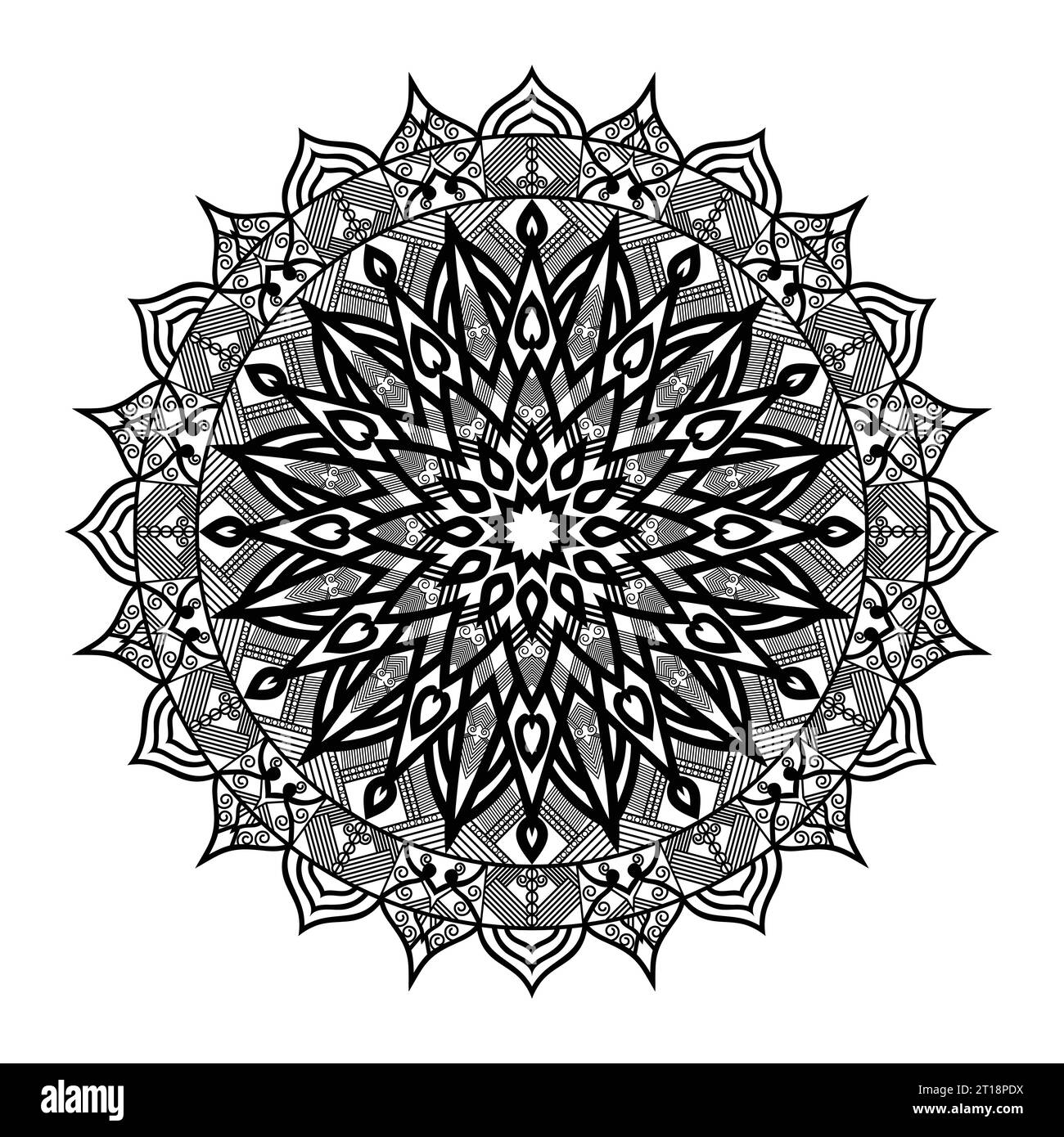 a luxurious hand-drawn lotus mandala art style with creative black and ...