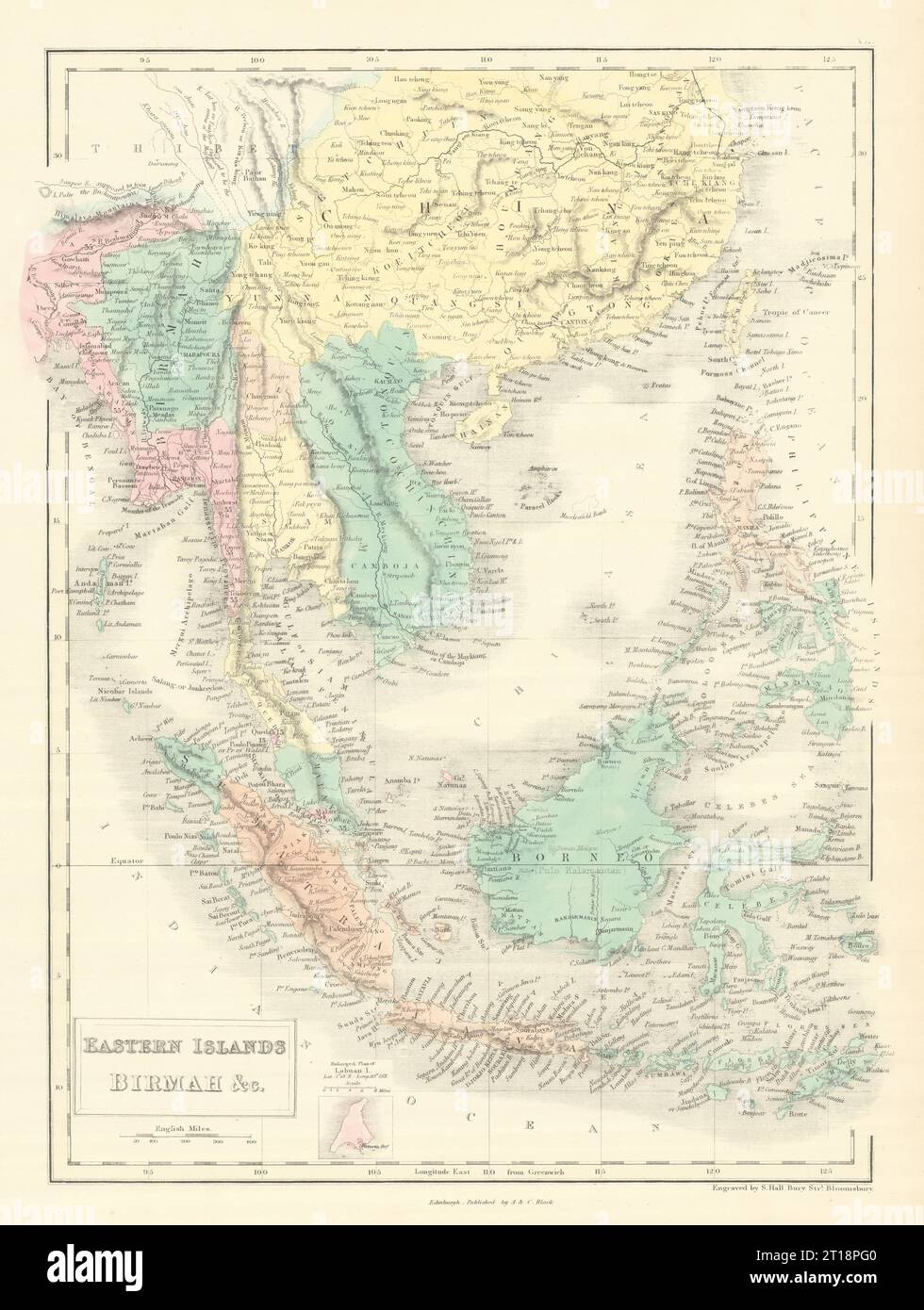 Eastern Islands, Birmah &c. Indochina & East Indies. Indonesia. HALL 1854 map Stock Photo