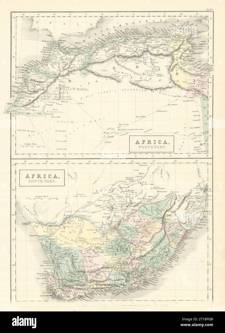 Northern & Southern Africa. Maghreb. Orange River Sovereignty. HALL 1854 map Stock Photo