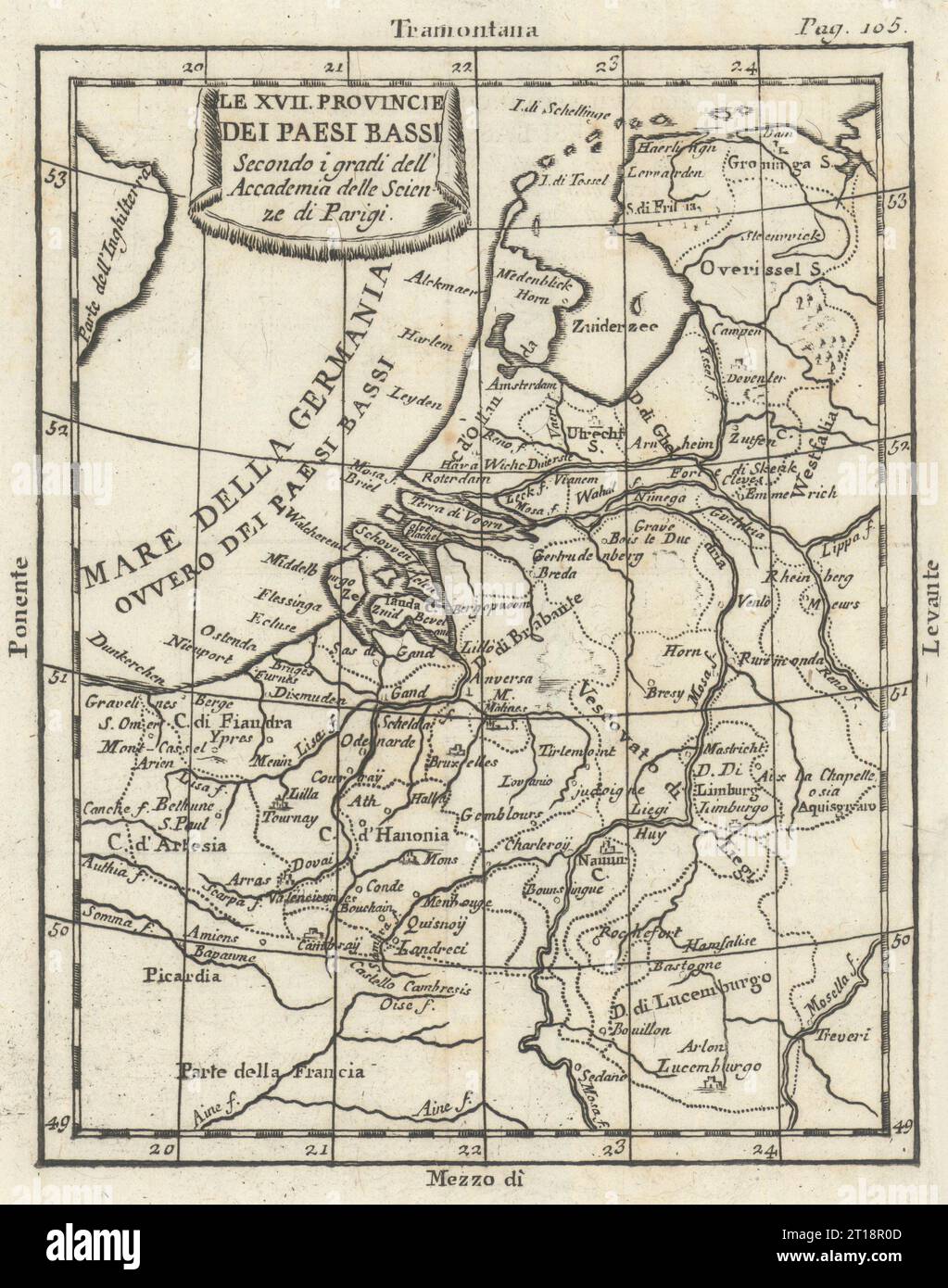 Le XVII Provincie dei Paesi Bassi. Benelux Seventeen Provinces. BUFFIER 1788 map Stock Photo
