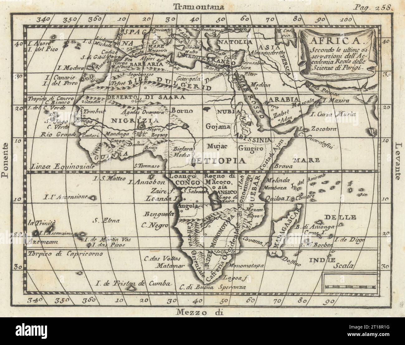 'Africa'. Niger river flows west. Phantom St Matthew's island. BUFFIER 1788 map Stock Photo
