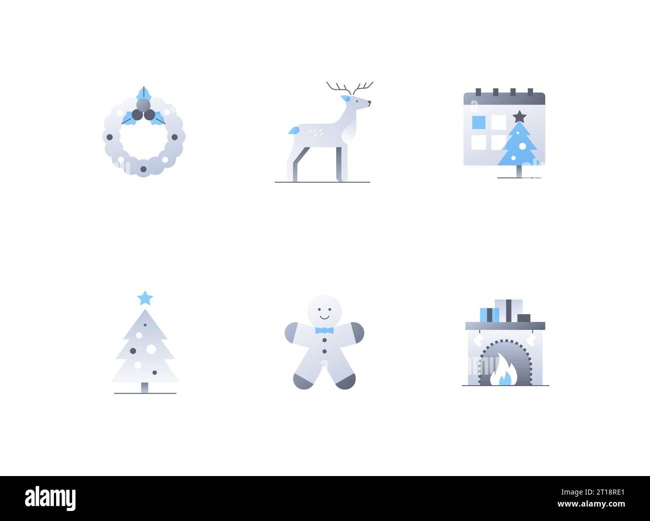 Christmas and holidays - flat design style icons set Stock Vector Image ...