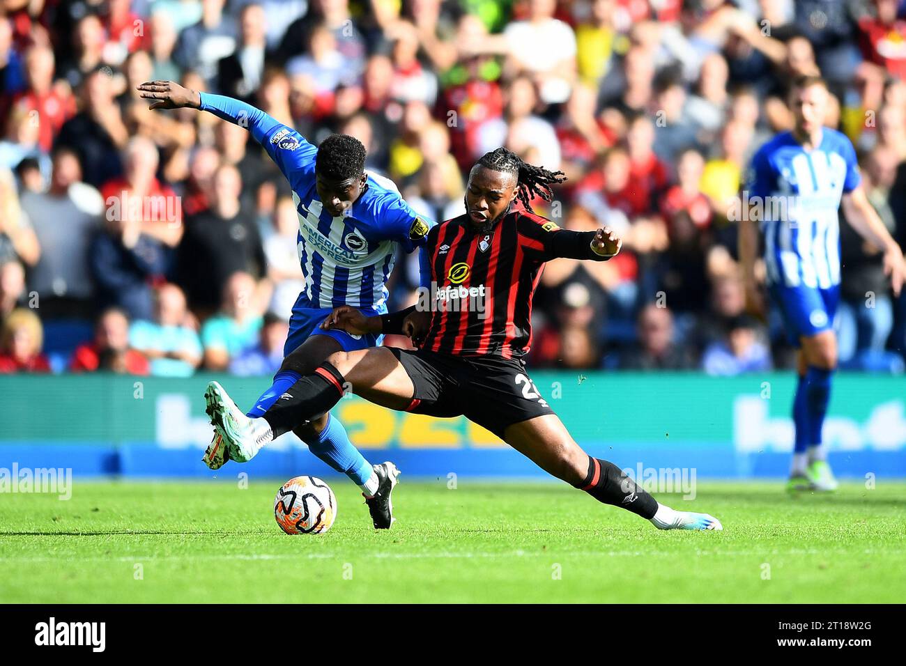 Carlos Baleba of Brighton and Hove Albion and Antoine Semenyo of AFC