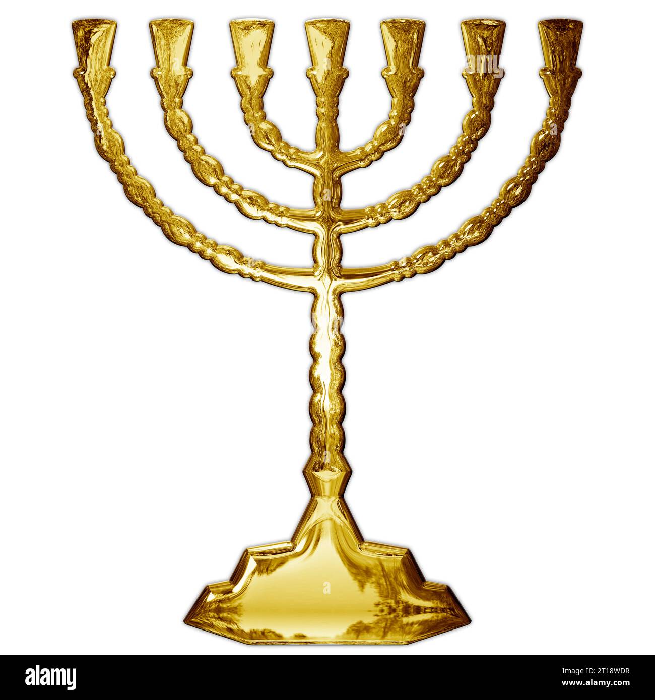 Menorah symbol of Israel, golden illustration, silhouette isolated on the white background Stock Photo