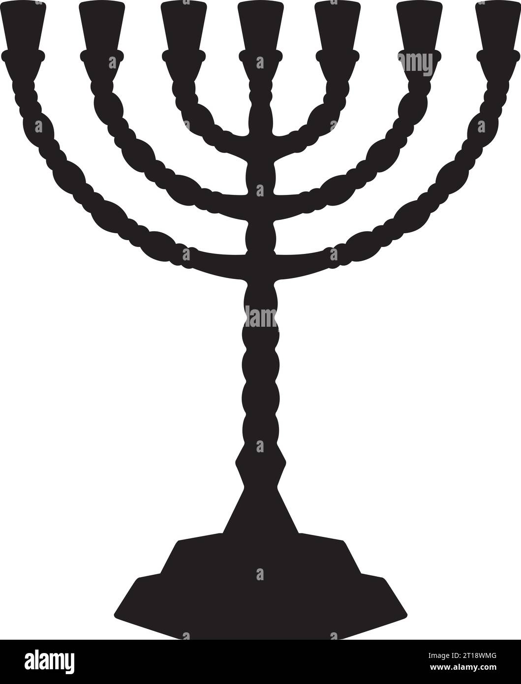 Menorah symbol of israel, cut out vector illustration, silhouette on white background Stock Vector