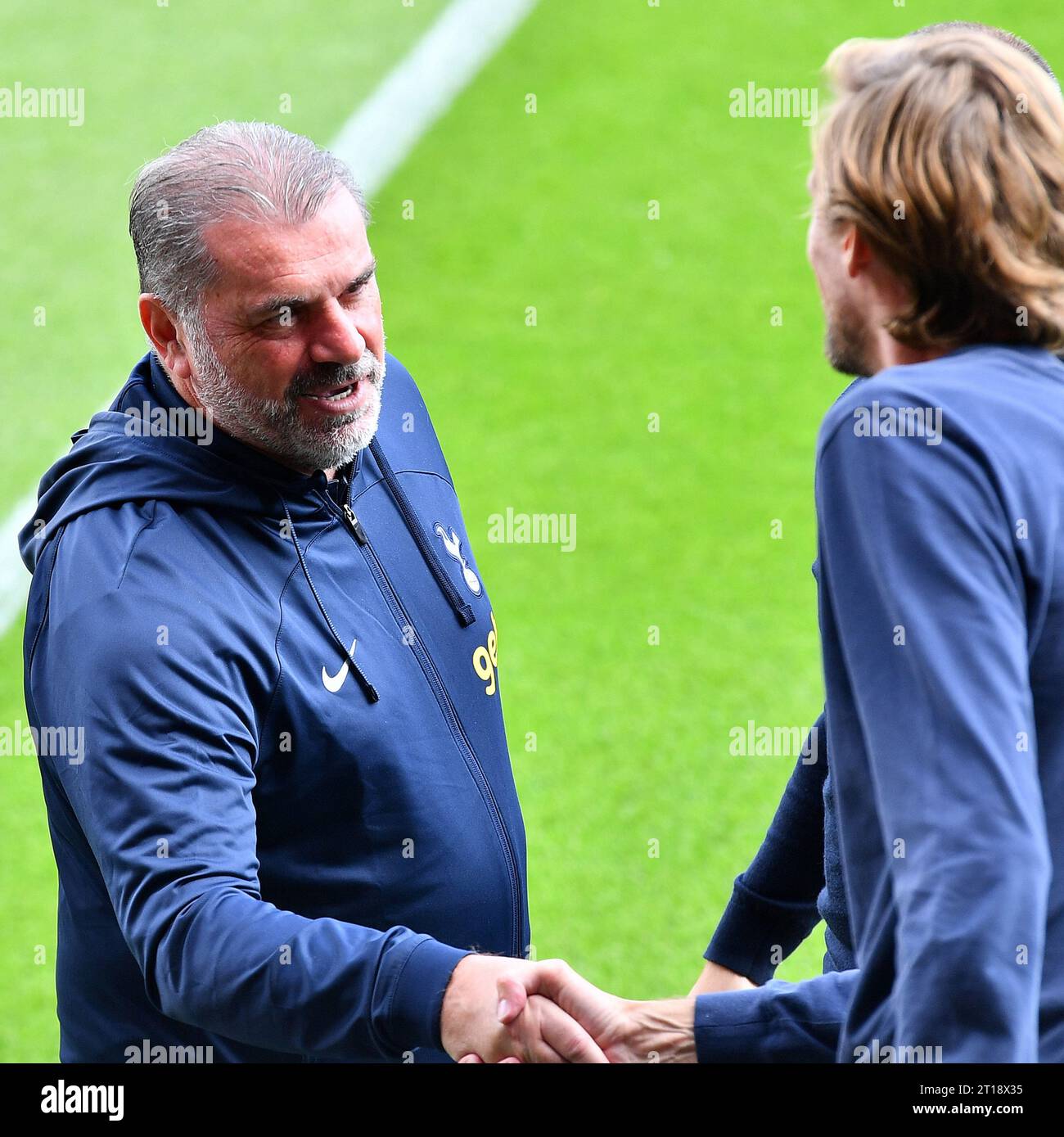 Ange Postecoglou Manager Of Tottenham Hotspur Shakes Hand With Peter ...