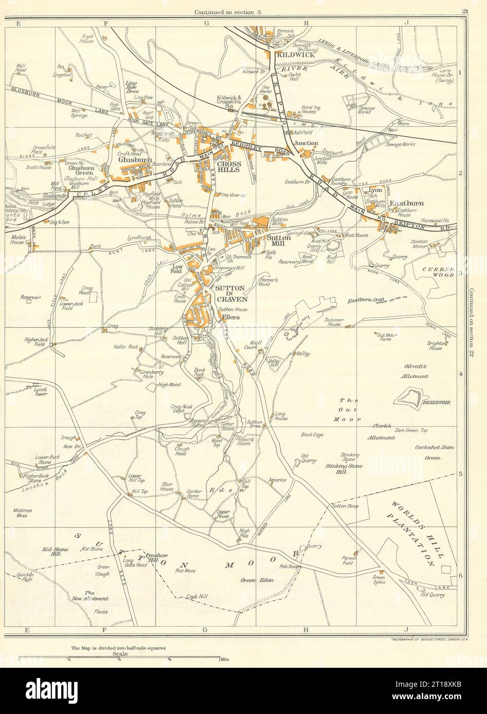 YORKSHIRE Sutton In Craven Sutton Mill Glusburn Kildwick Eastburn 1935