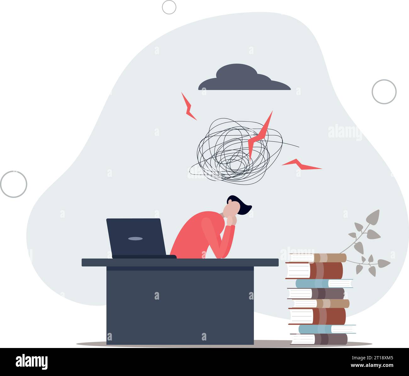 Student mental health with stressed and depressed male.Hard education