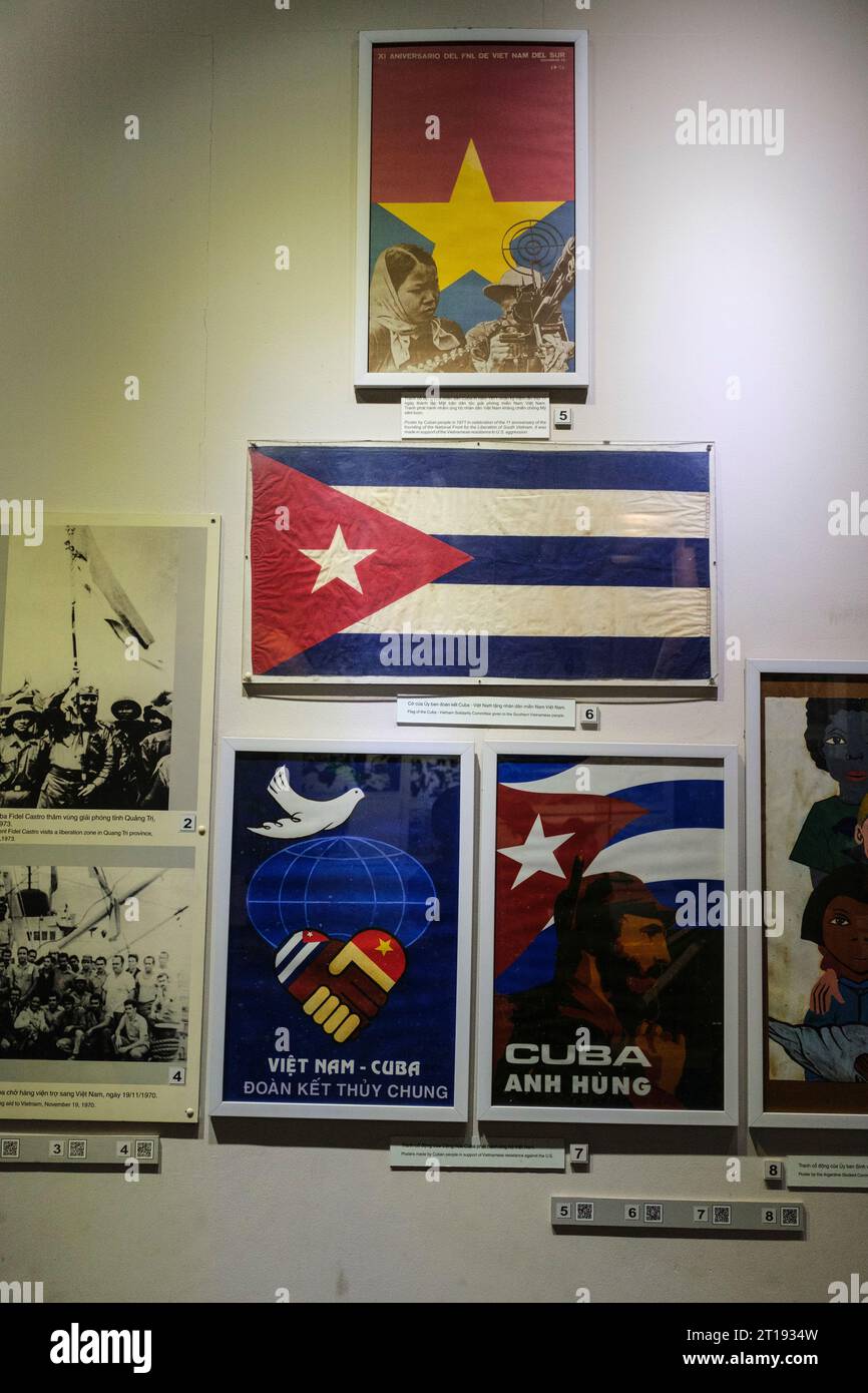 Ho Chi Minh, Vietnam. War Remnants Museum. Cuban Posters and Flag. Stock Photo