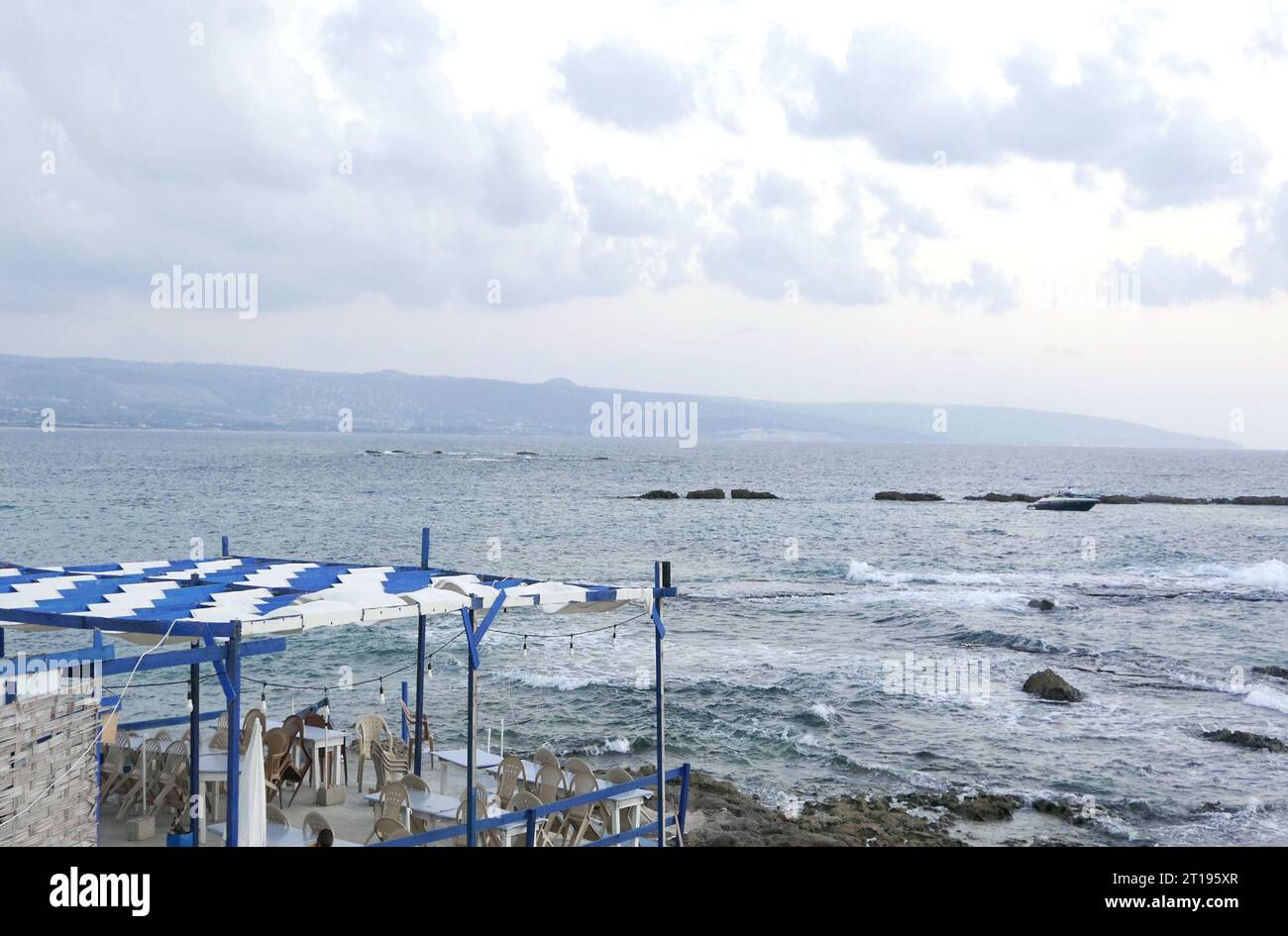 The sea in front of Tyr (Sour), South Lebanon, October 11 2023. On the ...