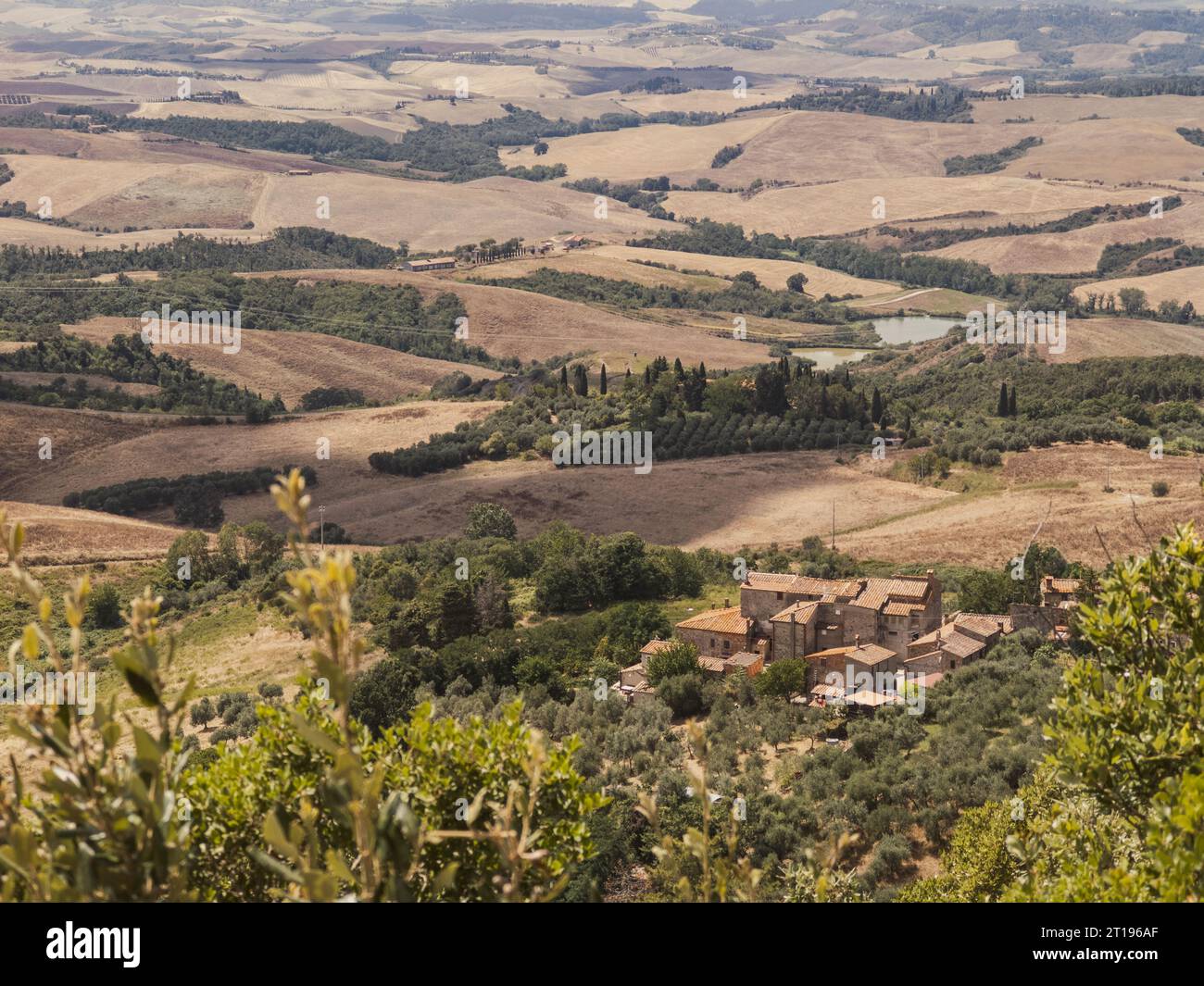 view from little chapel in tuscany near san vivaldo Santuario della pietrina Stock Photo