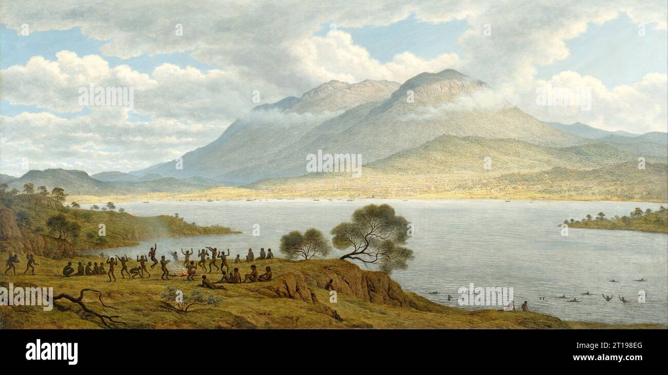 John Glover - Mount Wellington and Hobart Town from KangarooPoint -1834 Stock Photo