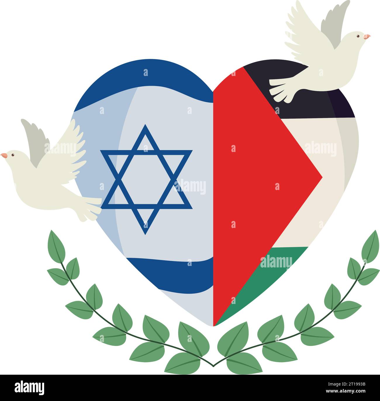 israel and palestine in heart with peace doves Stock Vector Image & Art ...