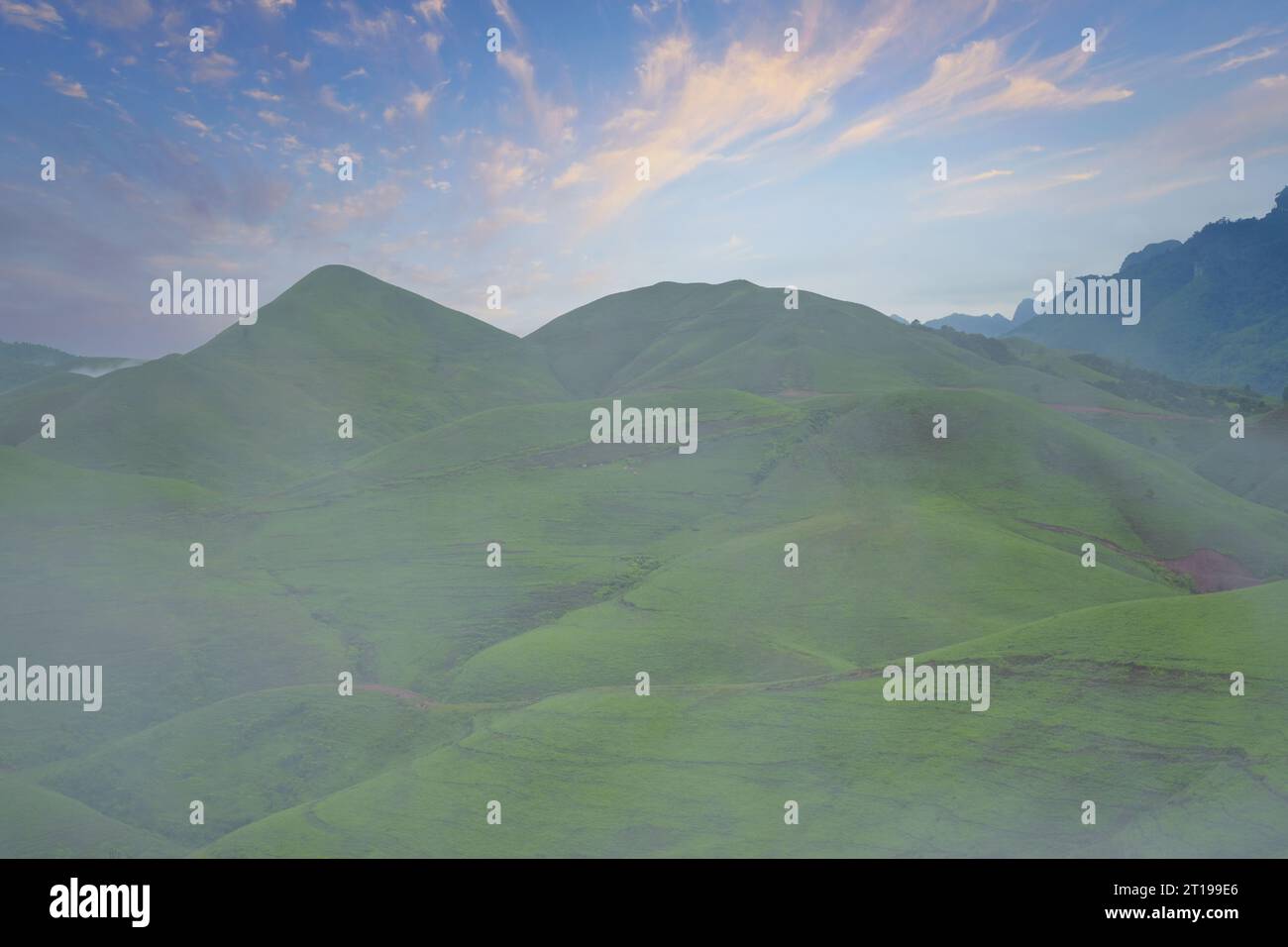 Lush Rolling Mountain Landscape Phu Hua Lon Xaysomboun Laos Stock lush-rolling-mountain-landscape-phu-hua-lon-xaysomboun-laos-stock