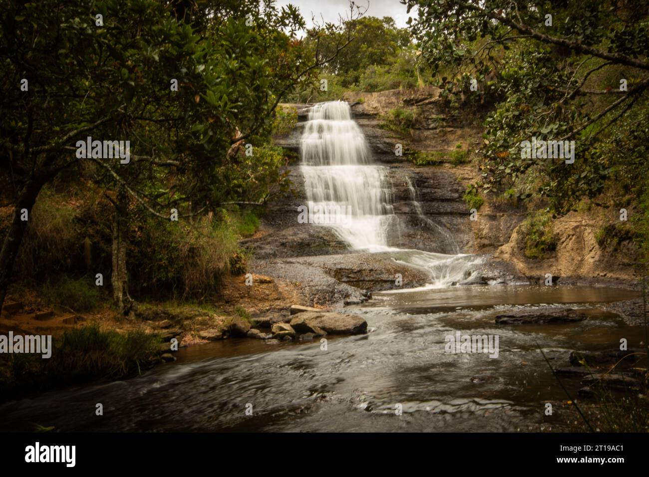 Beautiful waterfall in the jungles of Colombia Stock Photo
