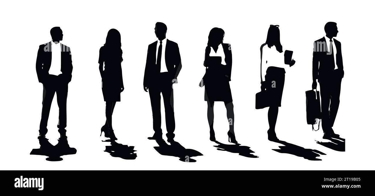 Silhouettes of business people, isolated on white background. Flat ...