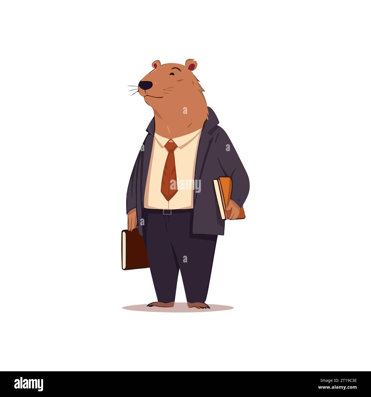 Capybara businessman flat cartoon isolated on white background. Vector illustration Stock Vector