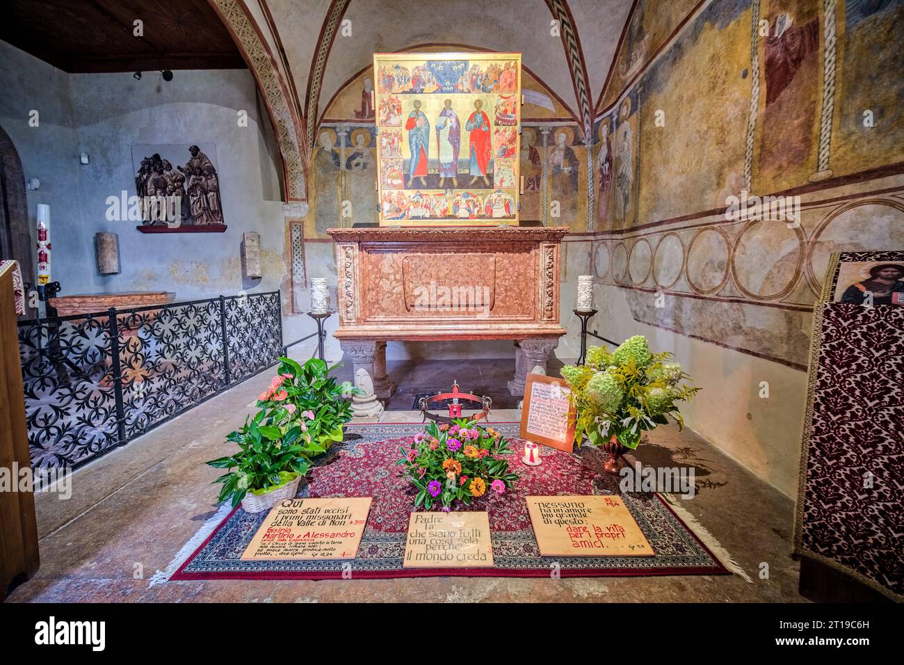 The Chapel of the Holy Martyrs inside the church Basilica dei Santi Martiri dell'Anaunia. Stock Photo