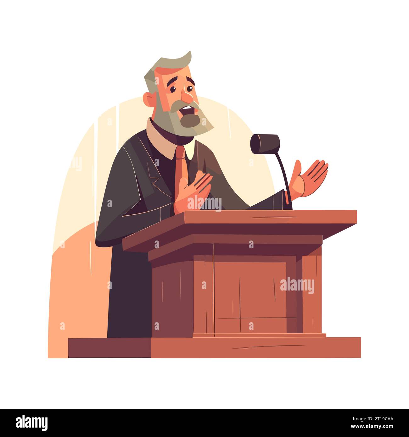 Speaker at the pulpit flat cartoon isolated on white background. Vector ...