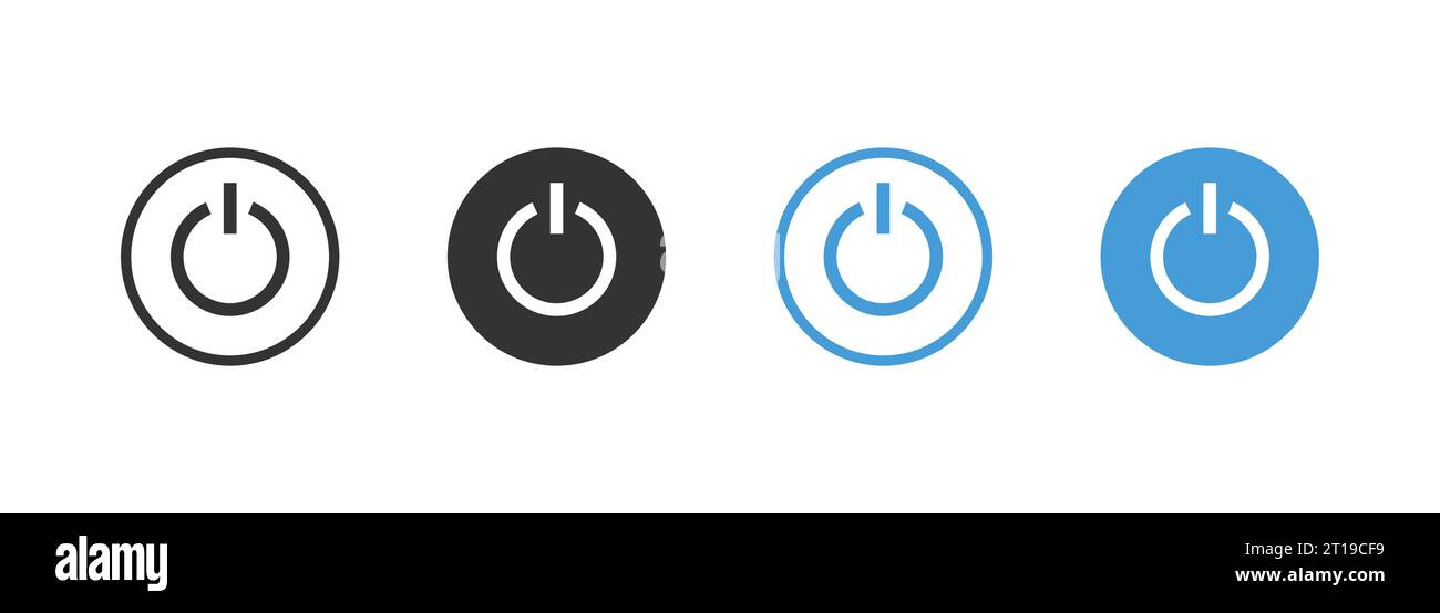 On off power button. Start black and blue icon. Isolated flat vector ...